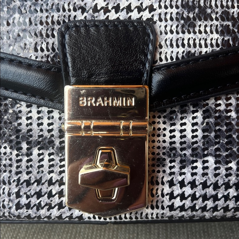 NWT Brahmin ROSA in BLACK SPARK Snake-Embossed Bag - Picture 6 of 14